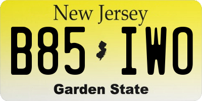 NJ license plate B85IWO
