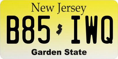 NJ license plate B85IWQ