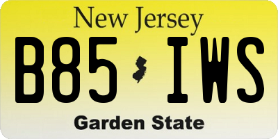 NJ license plate B85IWS