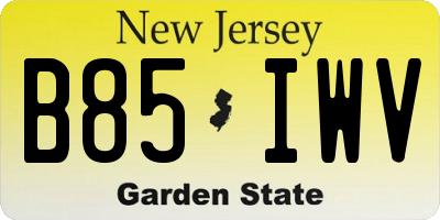 NJ license plate B85IWV