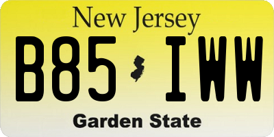 NJ license plate B85IWW