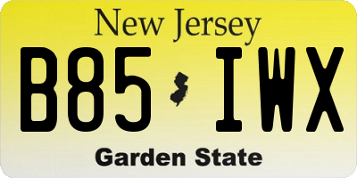 NJ license plate B85IWX