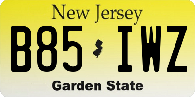 NJ license plate B85IWZ