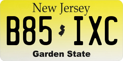 NJ license plate B85IXC