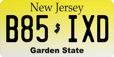 NJ license plate B85IXD
