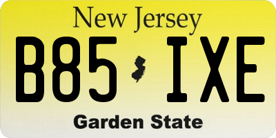 NJ license plate B85IXE
