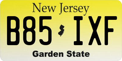 NJ license plate B85IXF