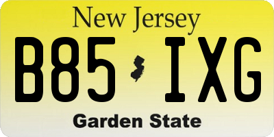 NJ license plate B85IXG