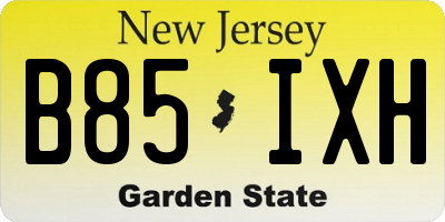 NJ license plate B85IXH