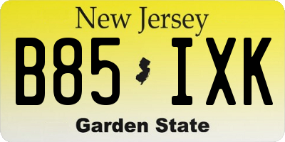 NJ license plate B85IXK