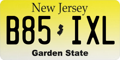 NJ license plate B85IXL