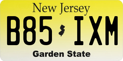 NJ license plate B85IXM