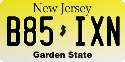 NJ license plate B85IXN