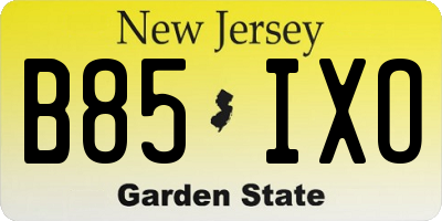 NJ license plate B85IXO