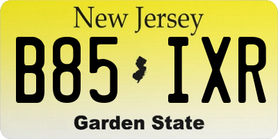 NJ license plate B85IXR