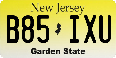 NJ license plate B85IXU