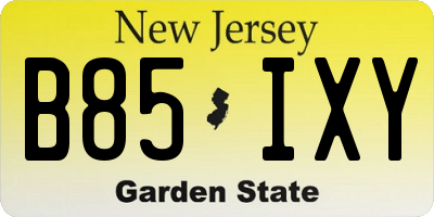 NJ license plate B85IXY