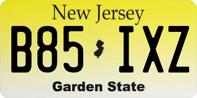 NJ license plate B85IXZ