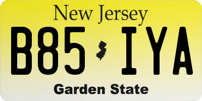 NJ license plate B85IYA