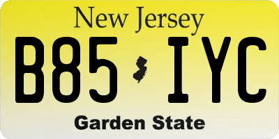 NJ license plate B85IYC