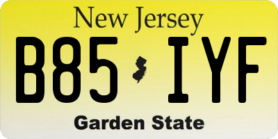 NJ license plate B85IYF