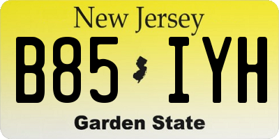 NJ license plate B85IYH