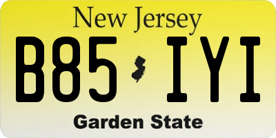 NJ license plate B85IYI