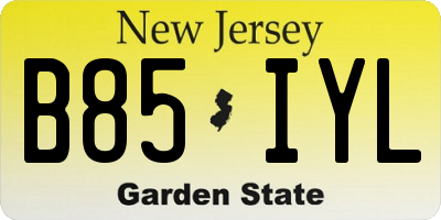 NJ license plate B85IYL