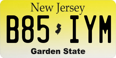 NJ license plate B85IYM