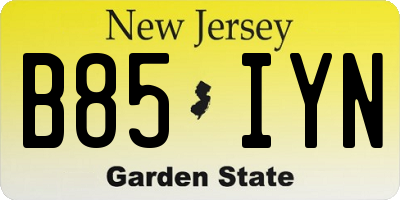 NJ license plate B85IYN