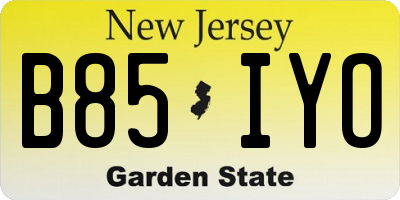 NJ license plate B85IYO
