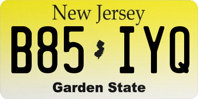 NJ license plate B85IYQ