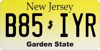 NJ license plate B85IYR