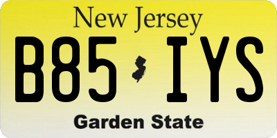 NJ license plate B85IYS