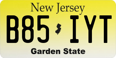 NJ license plate B85IYT