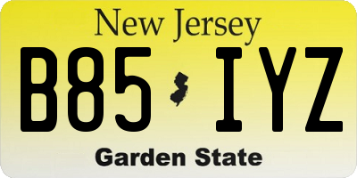 NJ license plate B85IYZ