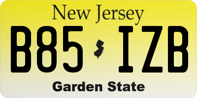 NJ license plate B85IZB