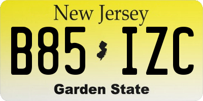 NJ license plate B85IZC