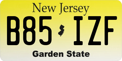 NJ license plate B85IZF