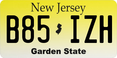 NJ license plate B85IZH