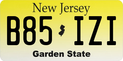 NJ license plate B85IZI
