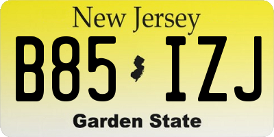 NJ license plate B85IZJ