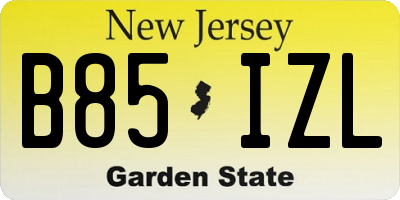 NJ license plate B85IZL