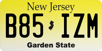 NJ license plate B85IZM