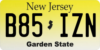 NJ license plate B85IZN