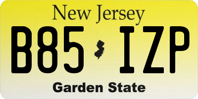 NJ license plate B85IZP