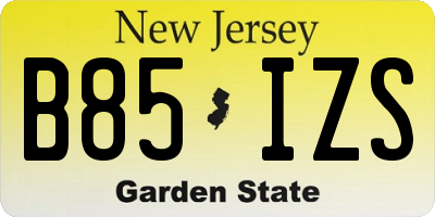 NJ license plate B85IZS