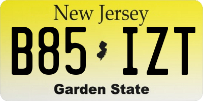 NJ license plate B85IZT