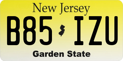 NJ license plate B85IZU