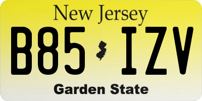 NJ license plate B85IZV